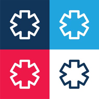 Asterisk Ana Hattı Değişken mavi ve kırmızı dört renk simgesi kümesi