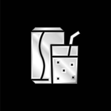 Beverage silver plated metallic icon clipart