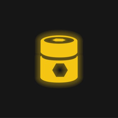 Barrel With Pentagons yellow glowing neon icon clipart