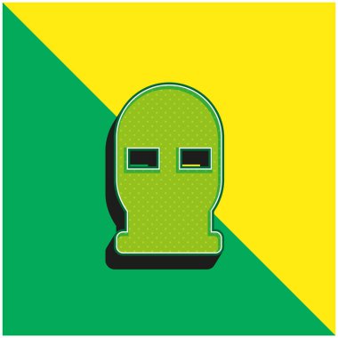 Kar maskesi Yeşil ve sarı 3D vektör simgesi logosu