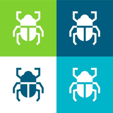 Beetle Flat four color minimal icon set clipart