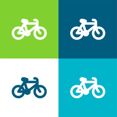 Bicycle Flat four color minimal icon set clipart
