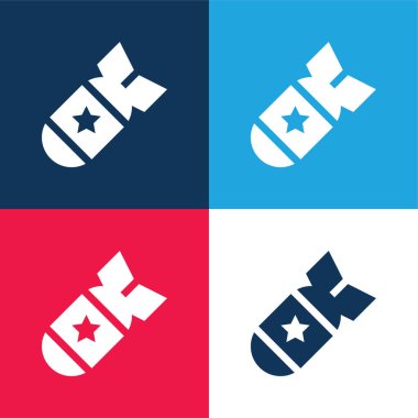 Bomba mavi ve kırmızı dört renk en küçük simge kümesi