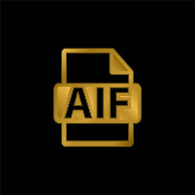 AIF Dosya Sembol altın kaplı metalik simge veya logo vektörü