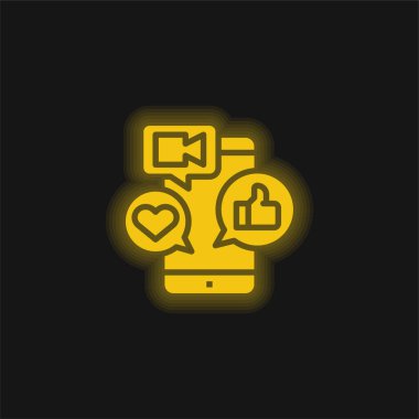 Uygulama sarı parlak neon simgesi