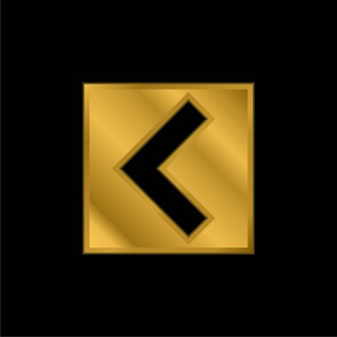 Arkaya Açı Oku Kare Arayüzde düğme altın kaplama metalik simge veya logo vektörü