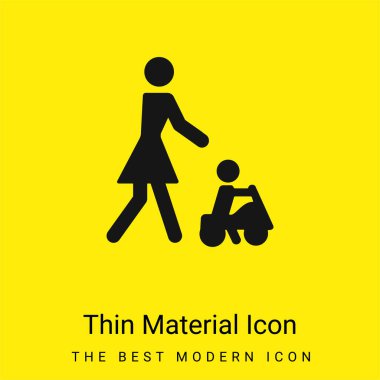 Baby Playing On A Toy Car With His Mother minimal bright yellow material icon clipart