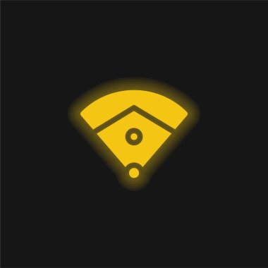 Baseball Field yellow glowing neon icon clipart