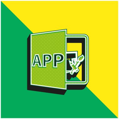 App File Format Symbol Green and yellow modern 3d vector icon logo clipart