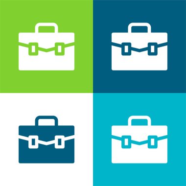 Evrak çantası Düz 4 renk minimal simgesi seti