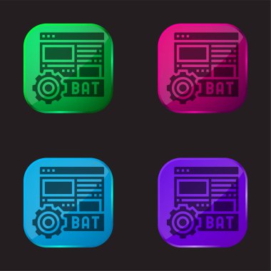 Batch four color glass button icon clipart