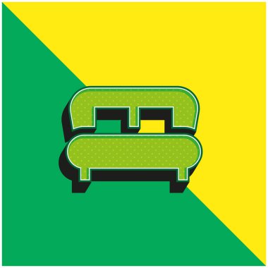 Yatak Yeşil ve Sarı Modern 3D vektör simgesi logosu