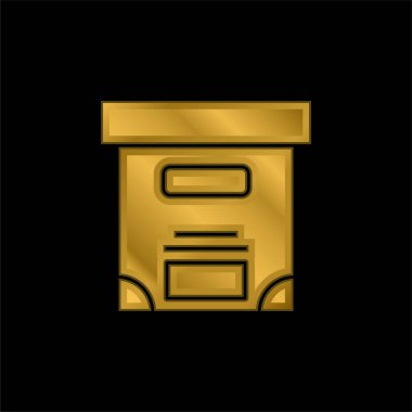 Kutu altın kaplama metalik simge veya logo vektörü