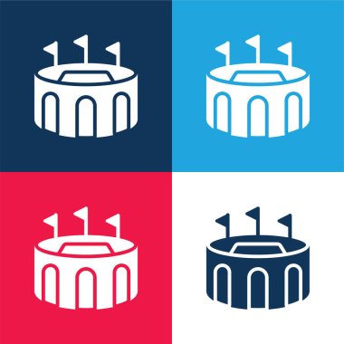 Arena blue and red four color minimal icon set clipart