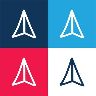 Arrow Pointing Up Hand Drawn Symbol blue and red four color minimal icon set clipart