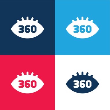 360 Degrees blue and red four color minimal icon set clipart