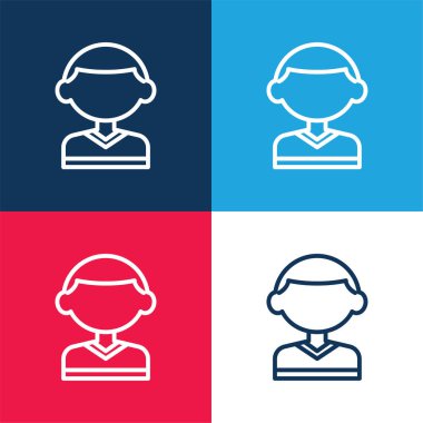 Oğlan mavi ve kırmızı dört renk minimal simge kümesi