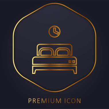 Bed golden line premium logo or icon clipart