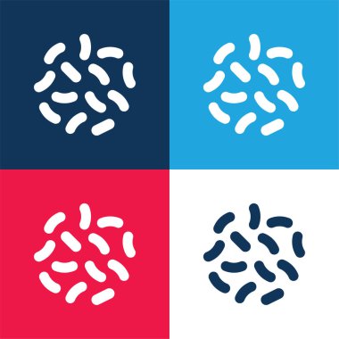 Bakteri mavi ve kırmızı dört renk en az simge kümesi