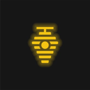 Arı kovanı sarı parlayan neon simgesi