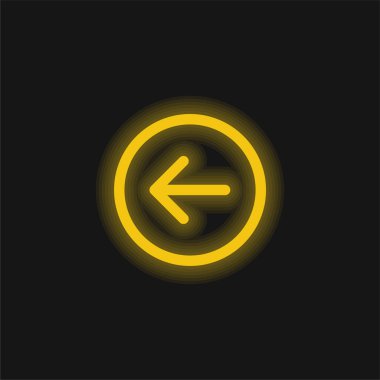 Geri Düğme sarı parlak neon simgesi
