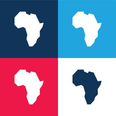 Afrika mavi ve kırmızı dört renk minimal simge kümesi