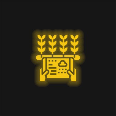 Agriculture yellow glowing neon icon clipart