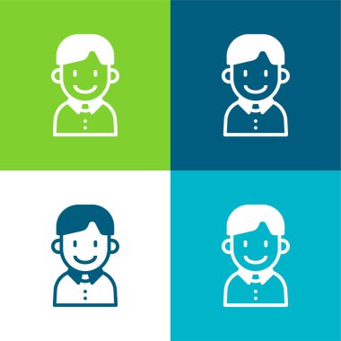 Oğlan Düz 4 renk en küçük simge seti