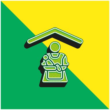 Yeşil ve sarı renkli modern 3d vektör logosu