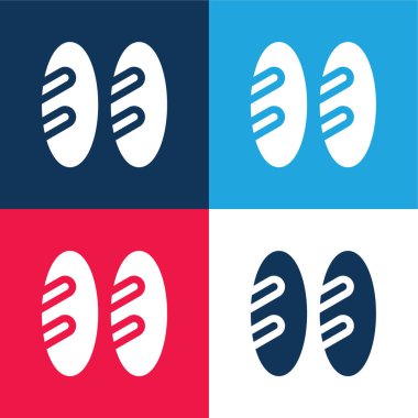 Ekmek mavisi ve kırmızı dört renk minimal simge kümesi