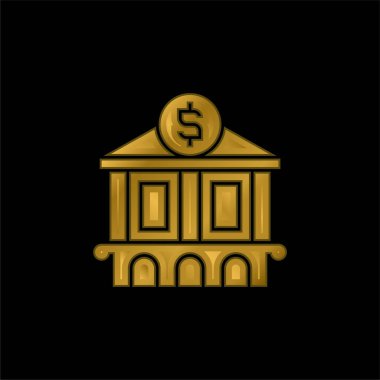 Banka altın kaplamalı metalik simge veya logo vektörü
