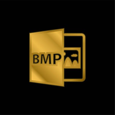 BMP Open File Format gold plated metalic icon or logo vector clipart
