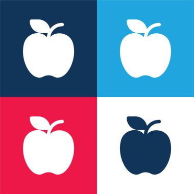 Elma mavisi ve kırmızı dört renk minimal simge kümesi