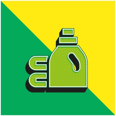 Çamaşır suyu yeşil ve sarı modern 3D vektör simgesi logosu