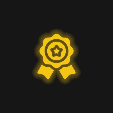Rozet sarı parlak neon simgesi
