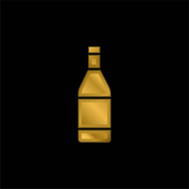 Şişe altın kaplama metalik simge veya logo vektörü