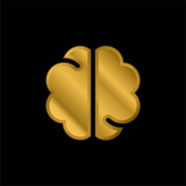 Beyin altın kaplamalı metalik simge veya logo vektörü