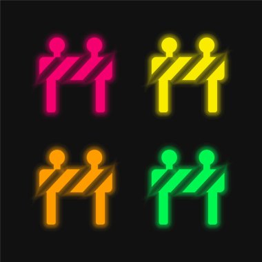 Bariyer dört renk parlayan neon vektör simgesi