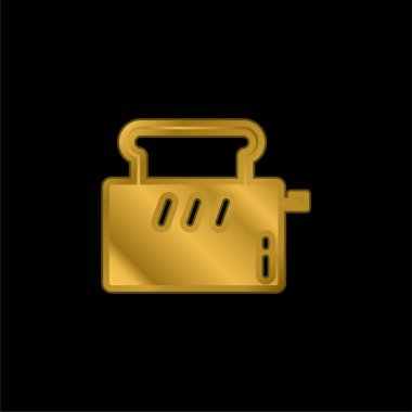 Bread Toaster gold plated metalic icon or logo vector clipart
