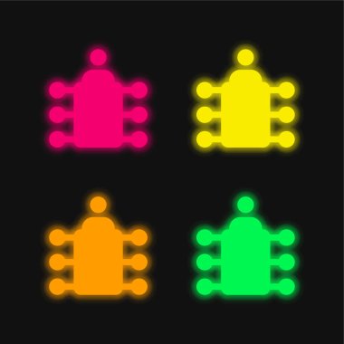 Dört renk parlayan neon vektör simgesi