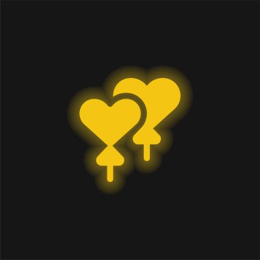 Balonlar sarı parlayan neon simgesi