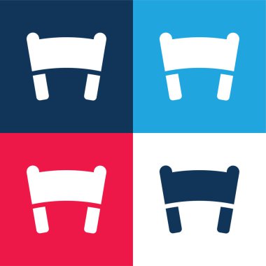 Sancak mavi ve kırmızı dört renk minimal simge kümesi