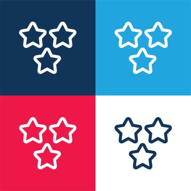 3 Stars Outlines blue and red four color minimal icon set clipart