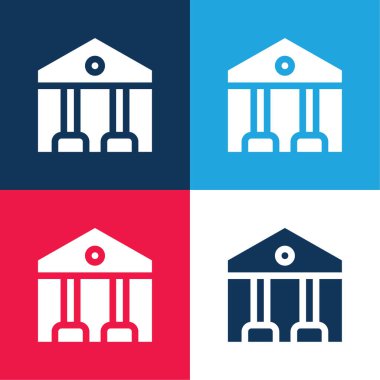 Mavi ve kırmızı dört renk minimal simge kümesi