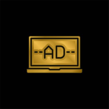 Altın kaplama metalik simge veya logo vektörü reklamı