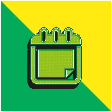 Siyah Takvim Sayfası Yeşil ve Sarı 3D vektör simgesi logosu