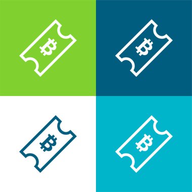 Bitcoin Bilet Düz 4 renk minimal simge seti