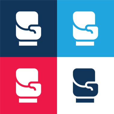 Boks eldivenleri mavi ve kırmızı dört renk minimal simgesi seti