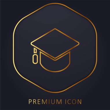 Büyük Mortarboard altın çizgi prim logosu veya simgesi