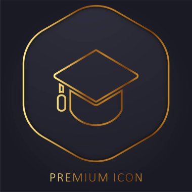 Big Mortarboard golden line premium logo or icon clipart
